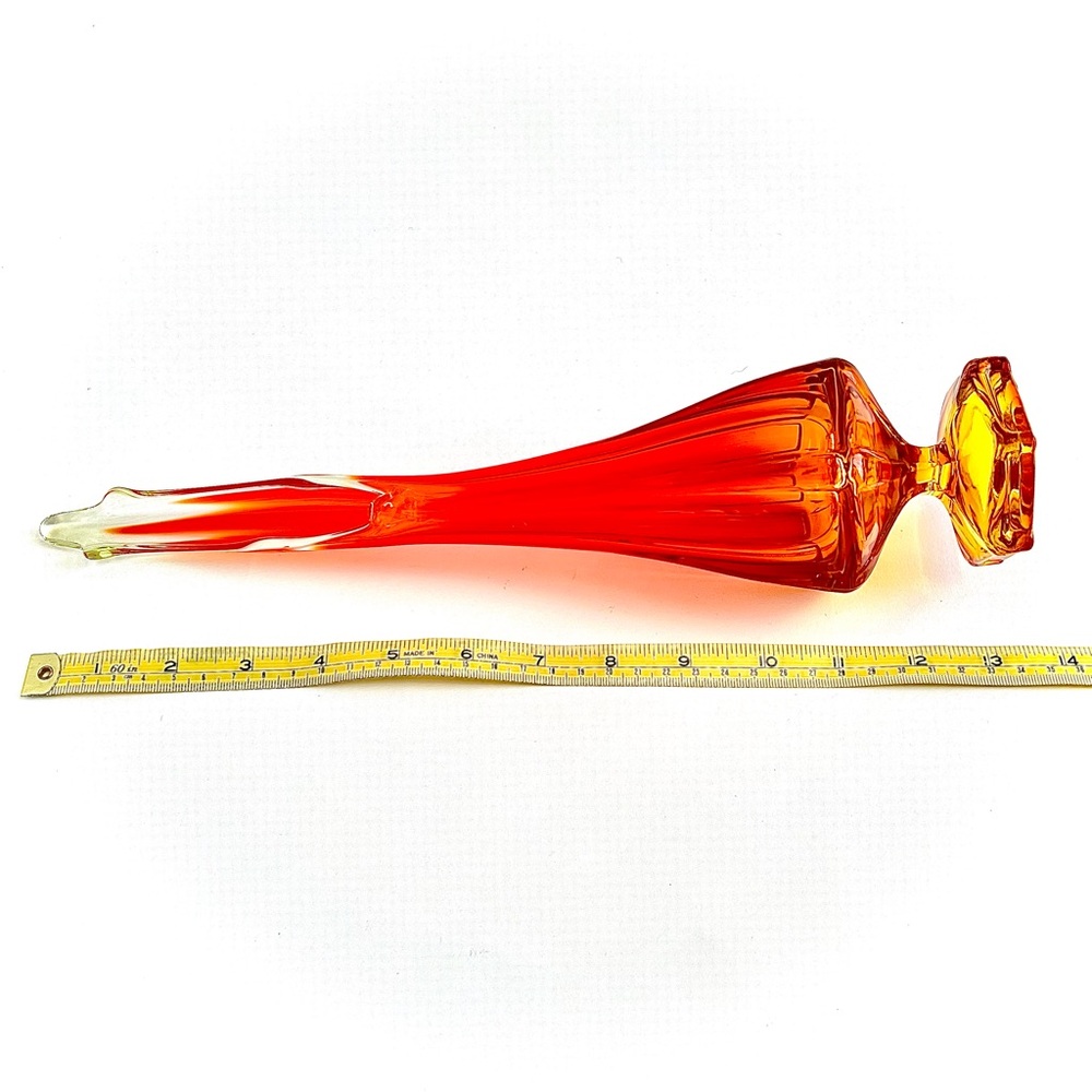 Museum Sculptural MCM Amberina Swung Glass Vase Attributed LE Smith - Picture 8 of 8